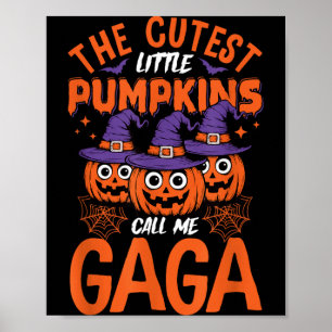 Halloween Pumpkin Gaga Cute Spooky Witch Hat Poster