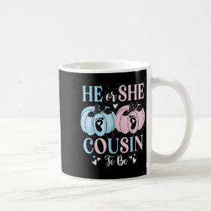 Halloween Pumpkin Gender Reveal He Or She Cousin T Coffee Mug