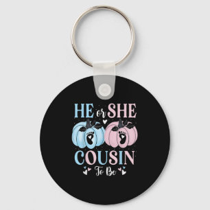 Halloween Pumpkin Gender Reveal He Or She Cousin T Key Ring