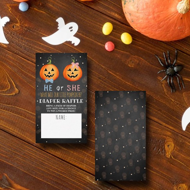 Halloween Pumpkin Gender Reveal Party Diaper Enclosure Card (Creator Uploaded)