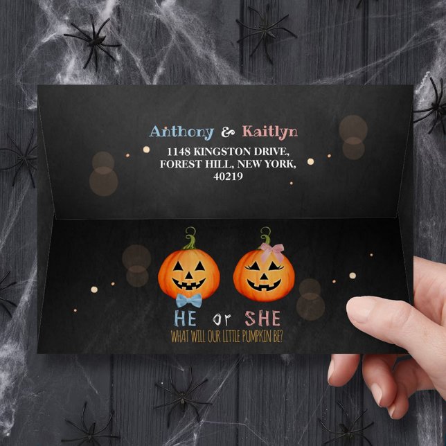 Halloween Pumpkin Gender Reveal Party Envelope (Creator Uploaded)