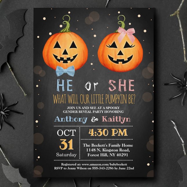 Halloween Pumpkin Gender Reveal Party Invitation (Creator Uploaded)