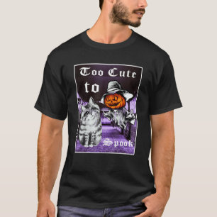 Halloween Pumpkin Ghost And Cat Too Cute To Spook T-Shirt
