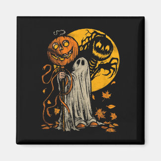 Halloween Pumpkin Ghost Autumn Leaves Graphic Art Magnet