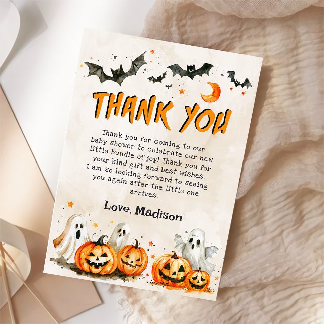 Halloween Pumpkin Ghost Party Thank You Card (Creator Uploaded)