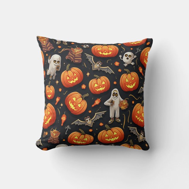 halloween pumpkin ghost pillow cushion (Front)