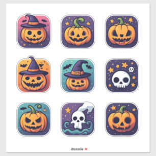 Halloween Pumpkin Ghost Witch Sticker Set 🎃