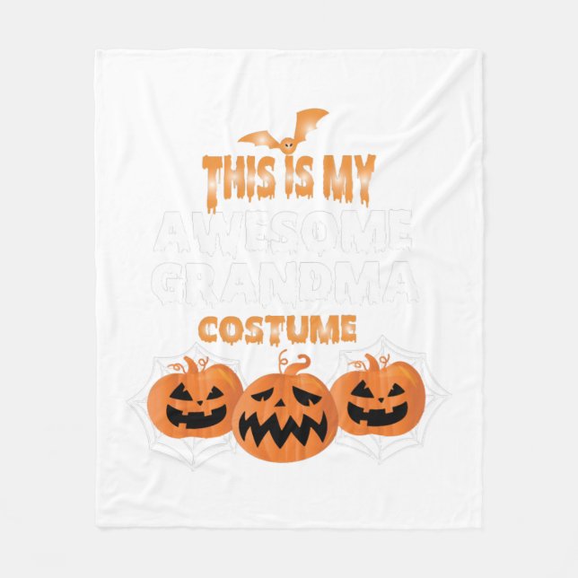 Halloween Pumpkin Grandmother Grandma Fleece Blanket (Front)