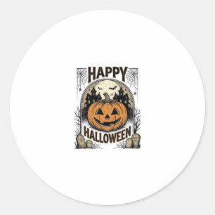 Halloween Pumpkin Graveyard Vintage Spooky Tee Art Classic Round Sticker