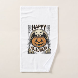 Halloween Pumpkin Graveyard Vintage Spooky Tee Art Hand Towel