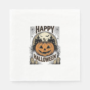 Halloween Pumpkin Graveyard Vintage Spooky Tee Art Napkin