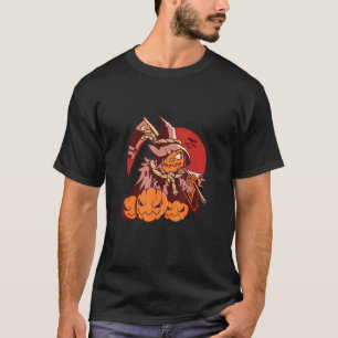 Halloween Pumpkin Grim Reaper Jack O Lantern Illus T-Shirt