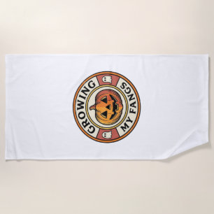 Halloween Pumpkin Growing My Fangs Vintage Badge_1 Beach Towel