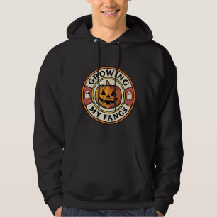 Halloween Pumpkin Growing My Fangs Vintage Badge_1 Hoodie