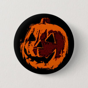Halloween Pumpkin - grunge style + your ideas 6 Cm Round Badge