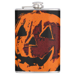 Halloween Pumpkin - grunge style + your ideas Hip Flask
