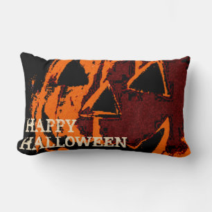 Halloween Pumpkin - grunge style + your ideas Lumbar Cushion