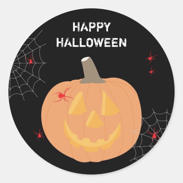Halloween Pumpkin Happy Halloween  Classic Round Sticker (Front)