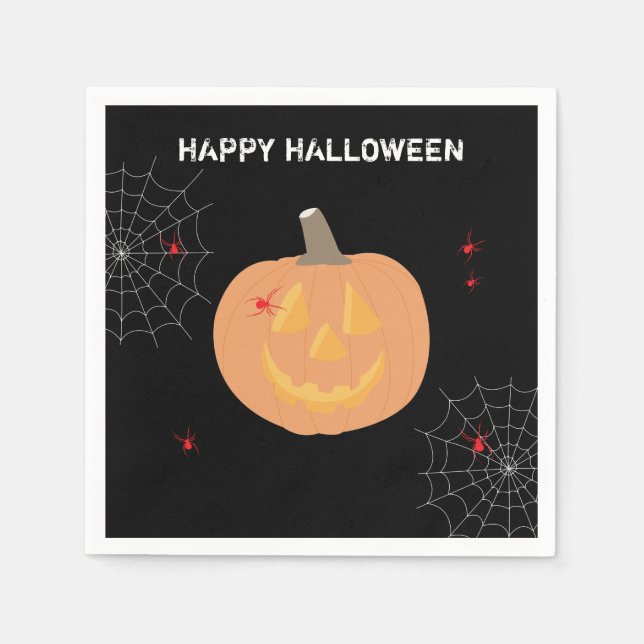 Halloween Pumpkin Happy Halloween Party Napkin (Front)