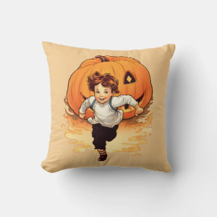 Halloween Pumpkin, Happy Young Boy Cushion