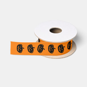 Halloween pumpkin head carving orange black ribbon satin ribbon