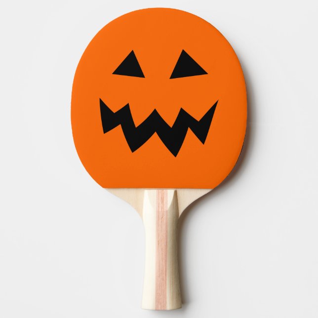 Halloween pumpkin head carving ping pong paddle (Front)
