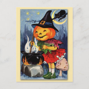 Halloween Pumpkin Head Fairy! Postcard