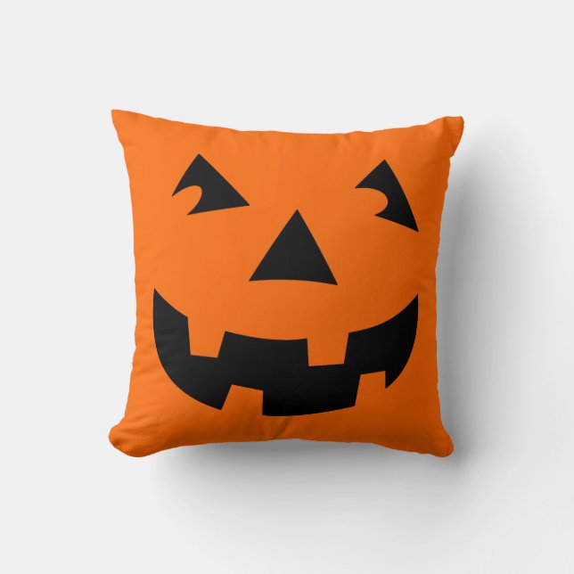 Halloween Pumpkin Head Jack-o-Lantern Cushion (Front)