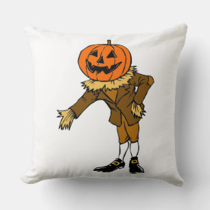 HALLOWEEN PUMPKIN HEAD SCARECROW PILGRIM CUSHION