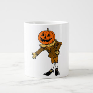 HALLOWEEN PUMPKIN HEAD SCARECROW PILGRIM LARGE COFFEE MUG