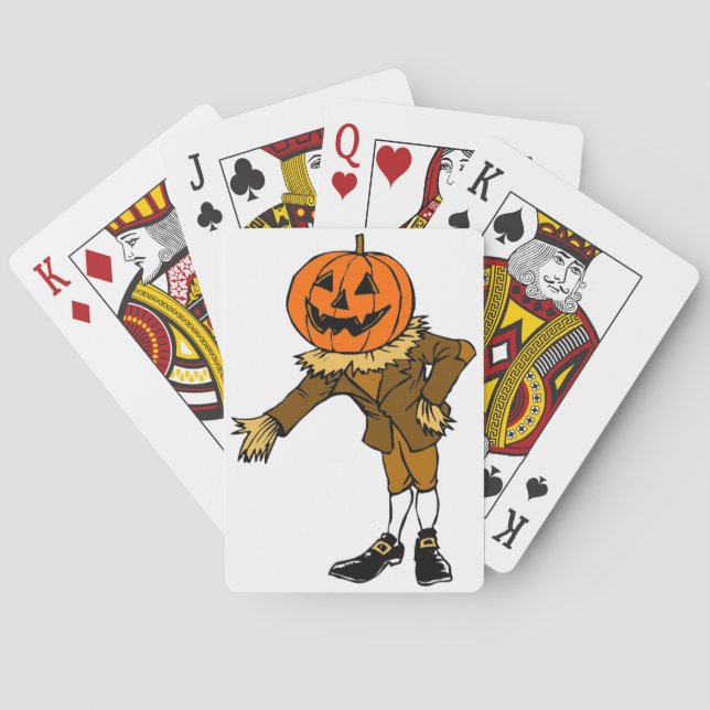 HALLOWEEN PUMPKIN HEAD SCARECROW PILGRIM PLAYING CARDS (Back)