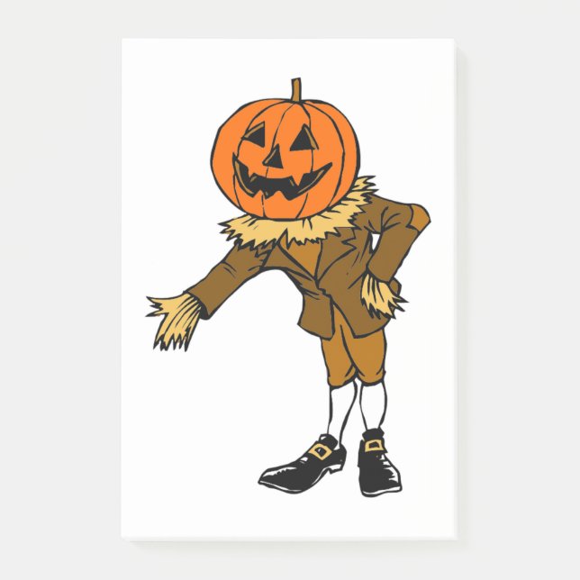 HALLOWEEN PUMPKIN HEAD SCARECROW PILGRIM POST-IT NOTES (Front)