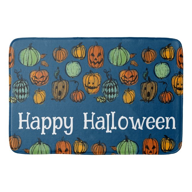 Halloween pumpkin heads  bath mat (Front)