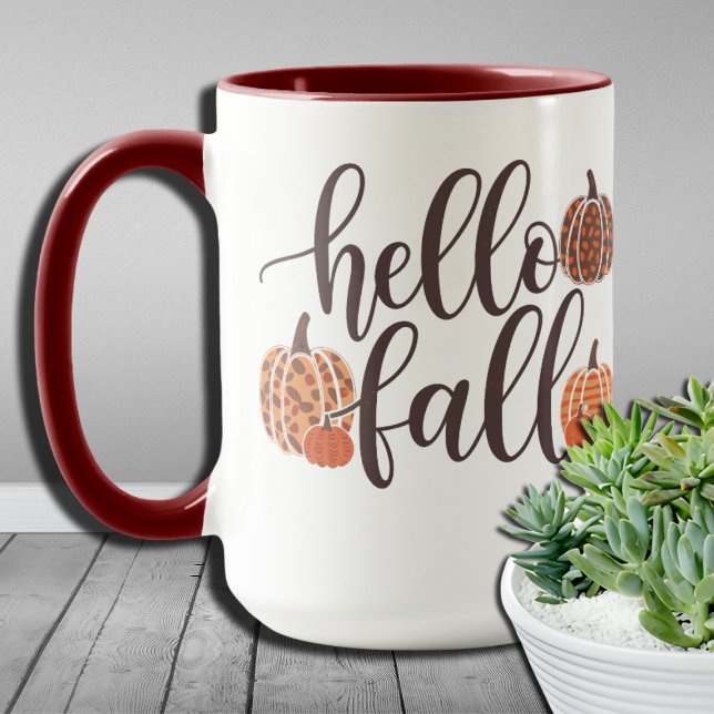 Halloween Pumpkin Hello Fall Leopard Graphic Mug (Creator Uploaded)