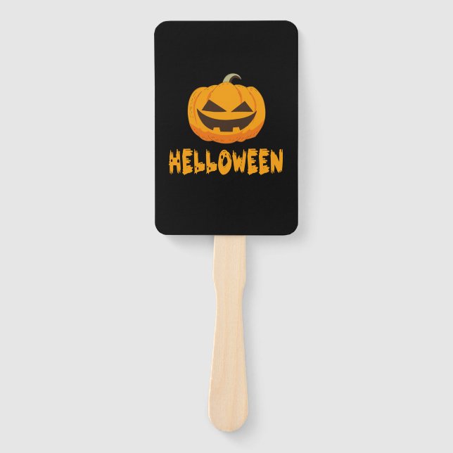 Halloween Pumpkin Helloween Hand Fan (Front)