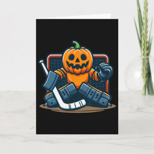 Halloween Pumpkin Ice Hockey Goalie Card