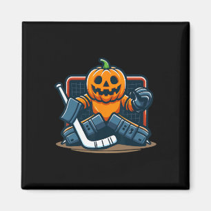 Halloween Pumpkin Ice Hockey Goalie  Magnet