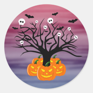 Halloween Pumpkin Jack o’ Lantern Dead Tree Classic Round Sticker