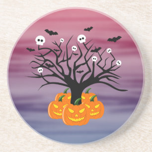 Halloween Pumpkin Jack o’ Lantern Dead Tree Coaster