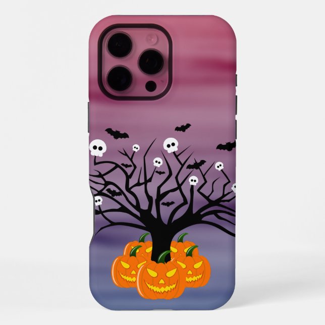Halloween Pumpkin Jack o’ Lantern Dead Tree iPhone Case (Back)