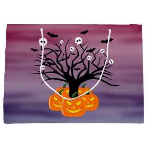 Halloween Pumpkin Jack o’ Lantern Dead Tree Large Gift Bag