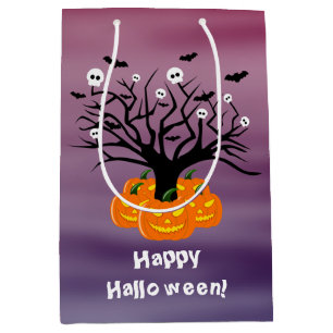 Halloween Pumpkin Jack o’ Lantern Dead Tree Medium Gift Bag
