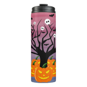 Halloween Pumpkin Jack o’ Lantern Dead Tree Thermal Tumbler