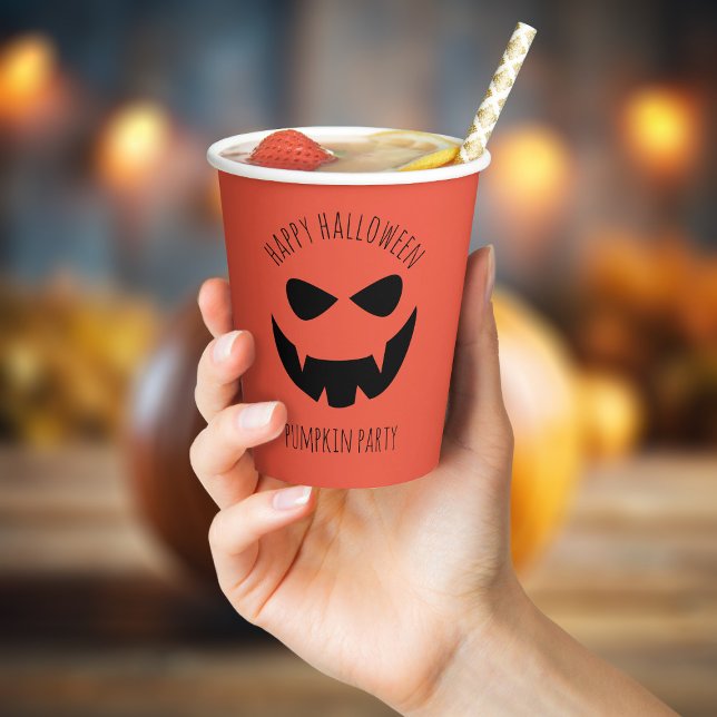 Halloween Pumpkin Jack O Lantern Orange Paper Cups (Have fun at your next pumpkin party with these paper cups! )