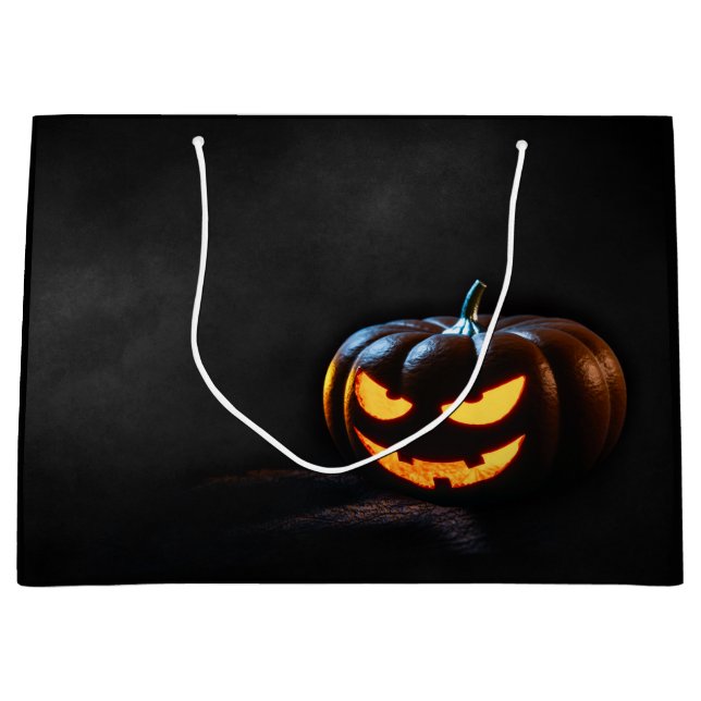 Halloween Pumpkin Jack-O-Lantern Spooky Large Gift Bag (Front)