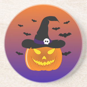 Halloween Pumpkin Jack o’ Lantern Witch Hat Coaster