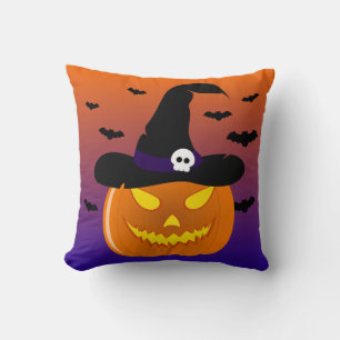 Halloween Pumpkin Jack o’ Lantern Witch Hat Cushion