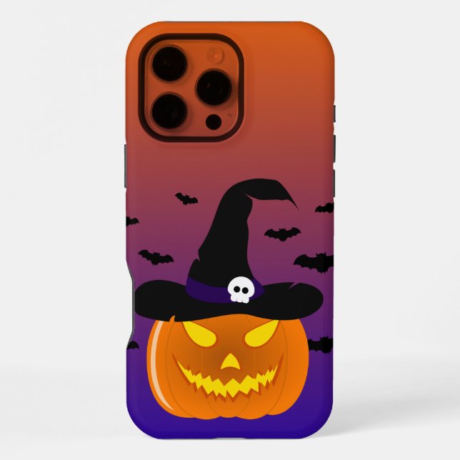Halloween Pumpkin Jack o’ Lantern Witch Hat iPhone Case (Back)