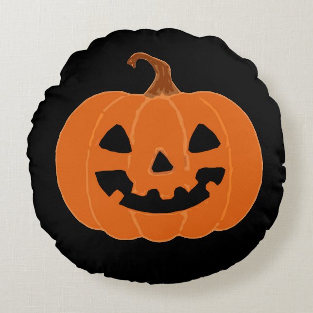 Halloween Pumpkin Jackolantern Stickers Round Cushion (Front)