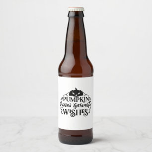 Halloween Pumpkin Kisses Harvest Wishes Birthday Beer Bottle Label